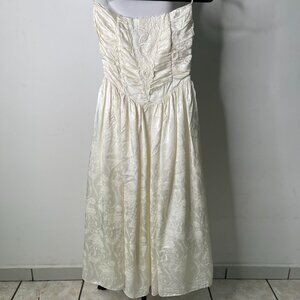 Vintage Gunne Sax Women's White Lace Corset Wedding A-Line Dress Size Small